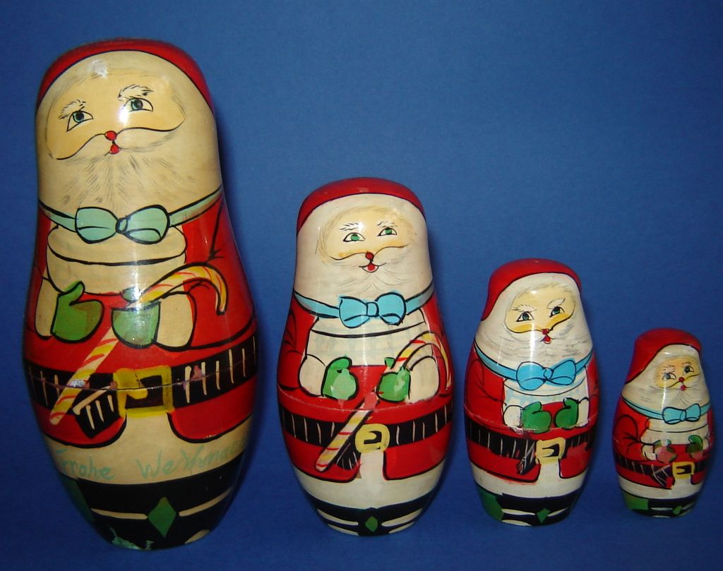Very Rare Vintage old GERMAN Christmas Nesting Dolls SANTA CLAUS 4 p eBay